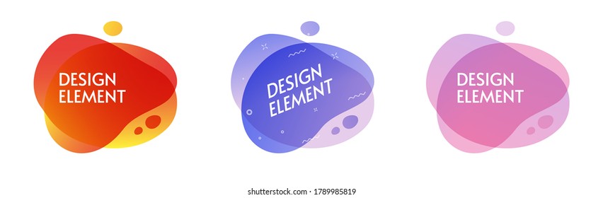 Fluid liquid shape abstract element bright print design vector background or red purple pink color geometric graphic splash wavy set for text copy space, curvy backdrop for flyer or brochure clipart