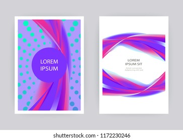 Fluid liquid shapes composition. Wavy geometric background. Colorful abstract backdrop. Halftone circles elements. Trendy gradient waves template vector Poster Layout Magazine Flyer