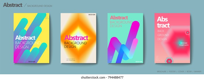 Fluid liquid style brochure, trendy and colorful geometric elements and bokeh effect design set