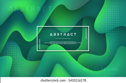 Fluid liquid wavy background with a combination of light green and dark green. dynamic background with trendy gradient color composition. EPS10 Vector Illustration.