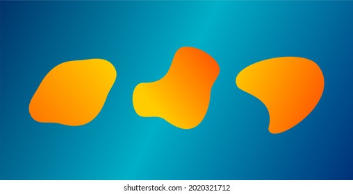 Fluid Liquid Yellow Orange Gradient Shapes on Light Blue Background. Eps 10 Vector.