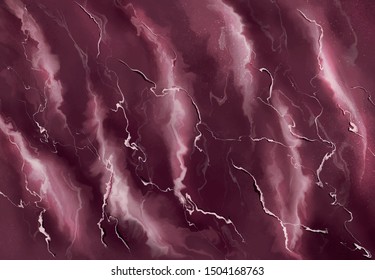 Fluid marble red granite texture. Abstract background.  Fluid art, digital marbling.