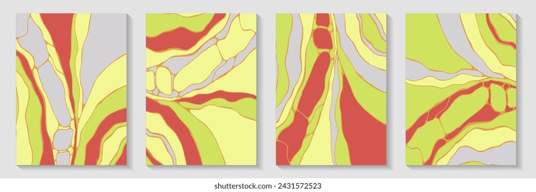 Fluid marble texture background template collection. Beautiful banners. Puzzle structure booklet cover page templates. Stone imitation. Colorful artistic oil artworks.