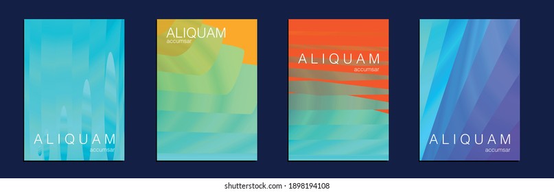 Fluid Minimal Cover. 1990 Paper Gradient Backdrop. Luxury Abstract Brochure. Liquid Texture for Foil Label. Vintage Cosmic Design. Set of Vector Backgrounds for Business Flyers. Metallic Gold Blue