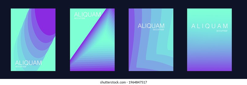Fluid Minimal Cover. 1990 Paper Gradient Backdrop. Set of Vector Backgrounds for Business Flyers. Blue Indigo and Magenta Purple Luxury Abstract Brochure. Liquid Texture for Foil Label. Vintage Design