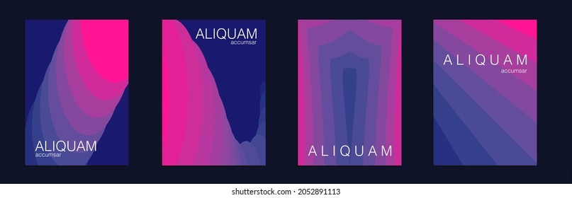 Fluid Minimal Cover. 1990 Paper Gradient Backdrop. Set of Vector Backgrounds for Business Flyers. Blue and Red Vintage Design Luxury Abstract Brochure. Liquid Texture for Foil Label.