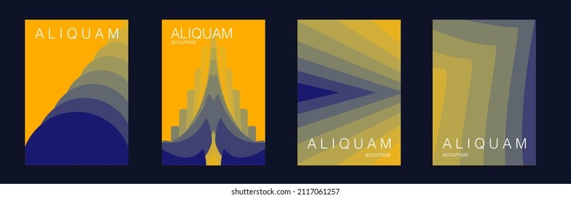 Fluid Minimal Cover. 1990 Paper Gradient Backdrop. Set of Vector Backgrounds for Business Flyers. Vintage Design Luxury Abstract Brochure. Liquid Texture for Foil Label. Fortuna Yellow