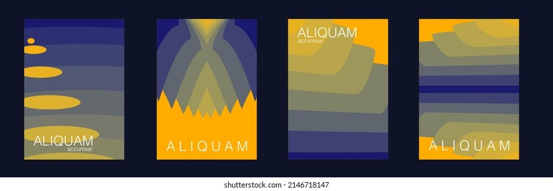 Fluid Minimal Cover. 1990 Paper Gradient Backdrop. Fortuna Yellow Set of Vector Backgrounds for Business Flyers. Vintage Design Luxury Abstract Brochure. Liquid Texture for Foil Label.