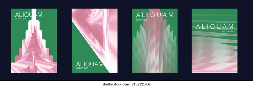 Fluid Minimal Cover. 1990 Paper Gradient Backdrop. Luxury Abstract Brochure. Liquid Texture for Foil Label. Vintage Design Set of Vector Backgrounds for Business Flyers. Green and Teal