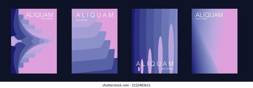 Fluid Minimal Cover. 1990 Paper Gradient Backdrop. Vintage Design Luxury Abstract Brochure. Liquid Texture for Foil Label. Set of Vector Backgrounds for Business Flyers. Blue and Red
