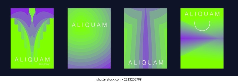 Fluid Minimal Cover. 1990 Paper Gradient Backdrop. Set of Vector Backgrounds for Business Flyers. Green and purple Vintage Design Luxury Abstract Brochure. Liquid Texture for Foil Label.