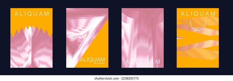 Fluid Minimal Cover. 1990 Paper Gradient Backdrop. Set of Vector Backgrounds for Business Flyers. Luxury Abstract Brochure. Liquid Texture for Foil Label. Fortuna Gold and Yellow Vintage Design