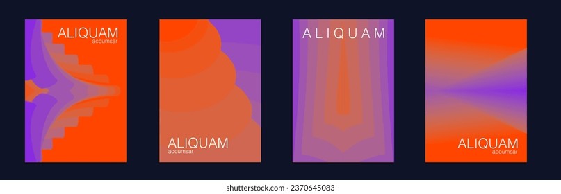 Fluid Minimal Cover. 1990 Paper Gradient Backdrop. Vintage Design Luxury Abstract Brochure. Liquid Texture for Foil Label. Red and Purple Set of Vector Backgrounds for Business Flyers.