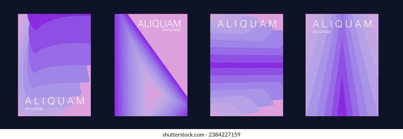 Fluid Minimal Cover. 1990 Paper Gradient Backdrop. Set of Vector Backgrounds for Business Flyers. Vintage Design Luxury Abstract Brochure. Liquid Texture for Foil Label. Red and Purple