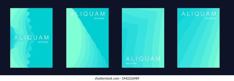 Fluid Minimal Cover. Blue and Green 1990 Paper Gradient Backdrop. Luxury Abstract Brochure. Liquid Texture for Foil Label. Set of Vector Backgrounds for Business Flyers. Vintage Design