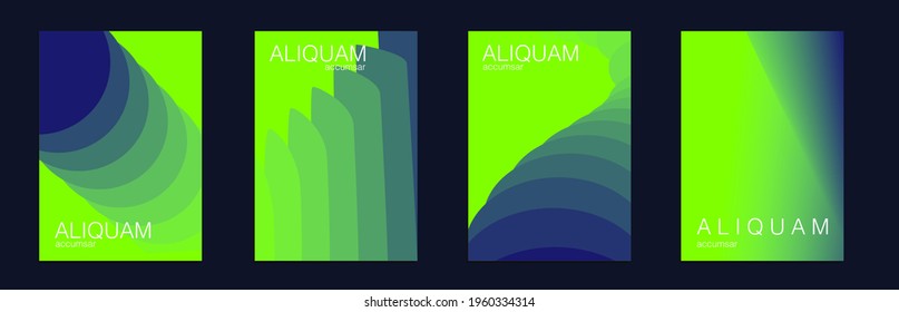 Fluid Minimal Cover. Blue and Green 1990 Paper Gradient Backdrop. Set of Vector Backgrounds for Business Flyers. Luxury Abstract Brochure. Liquid Texture for Foil Label. Vintage Design