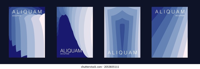 Fluid Minimal Cover. Blue and Red 1990 Paper Gradient Backdrop. Vintage Design Set of Vector Backgrounds for Business Flyers. Luxury Abstract Brochure. Liquid Texture for Foil Label.