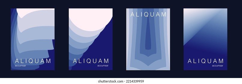 Fluid Minimal Cover. Blue and Red Set of Vector Backgrounds for Business Flyers. 1990 Paper Gradient Backdrop. Vintage Design Luxury Abstract Brochure. Liquid Texture for Foil Label.