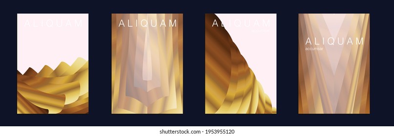 Fluid Minimal Cover. Crimson Red Set of Vector Backgrounds for Business Flyers. Luxury Abstract Brochure. Liquid Texture for Foil Label. 1990 Paper Gradient Backdrop. Vintage Design