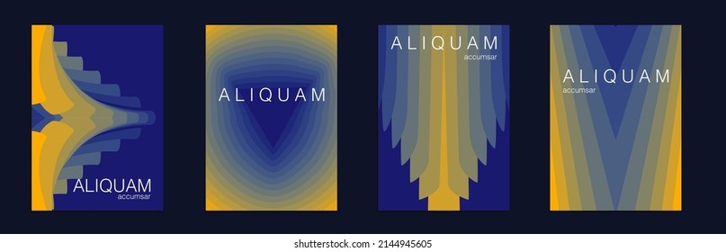Fluid Minimal Cover. Fortuna Yellow Vintage Design Luxury Abstract Brochure. Liquid Texture for Foil Label. 1990 Paper Gradient Backdrop. Set of Vector Backgrounds for Business Flyers.