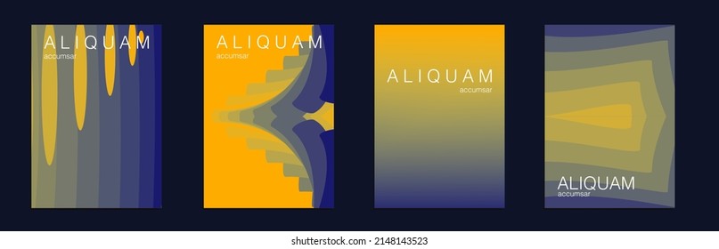 Fluid Minimal Cover. Fortuna Yellow Vintage Design Luxury Abstract Brochure. Liquid Texture for Foil Label. Set of Vector Backgrounds for Business Flyers. 1990 Paper Gradient Backdrop.