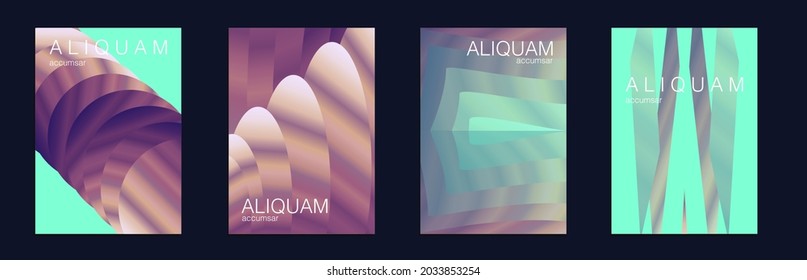 Fluid Minimal Cover. Green and Teal Set of Vector Backgrounds for Business Flyers. 1990 Paper Gradient Backdrop. Vintage Design Luxury Abstract Brochure. Liquid Texture for Foil Label.
