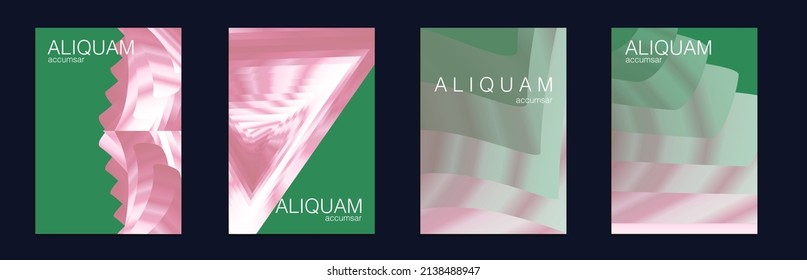Fluid Minimal Cover. Green and Teal Luxury Abstract Brochure. Liquid Texture for Foil Label. 1990 Paper Gradient Backdrop. Set of Vector Backgrounds for Business Flyers. Vintage Design