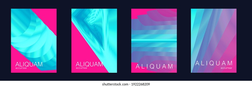 Fluid Minimal Cover. Luxury Abstract Brochure. Liquid Texture for Foil Label. 1990 Paper Gradient Backdrop. Vintage Design Set of Vector Backgrounds for Business Flyers. Crimson Red