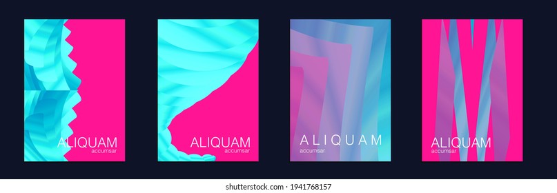 Fluid Minimal Cover. Luxury Abstract Brochure. Liquid Texture for Foil Label. Set of Vector Backgrounds for Business Flyers. Crimson Red 1990 Paper Gradient Backdrop. Vintage Design