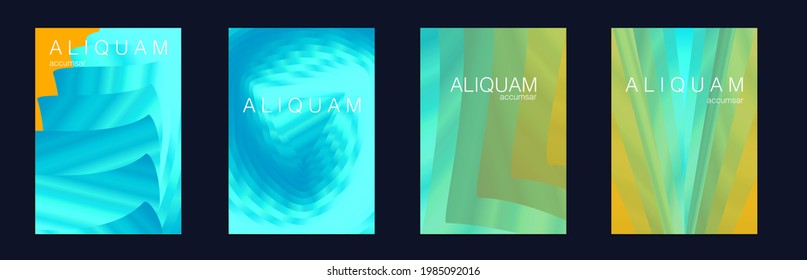 Fluid Minimal Cover. Luxury Abstract Brochure. Liquid Texture for Foil Label. Fortuna Gold and Yellow 1990 Paper Gradient Backdrop. Vintage Design Set of Vector Backgrounds for Business Flyers.