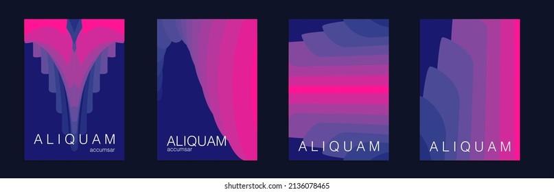 Fluid Minimal Cover. Luxury Abstract Brochure. Liquid Texture for Foil Label. Vintage Design 1990 Paper Gradient Backdrop. Blue and Red Set of Vector Backgrounds for Business Flyers.