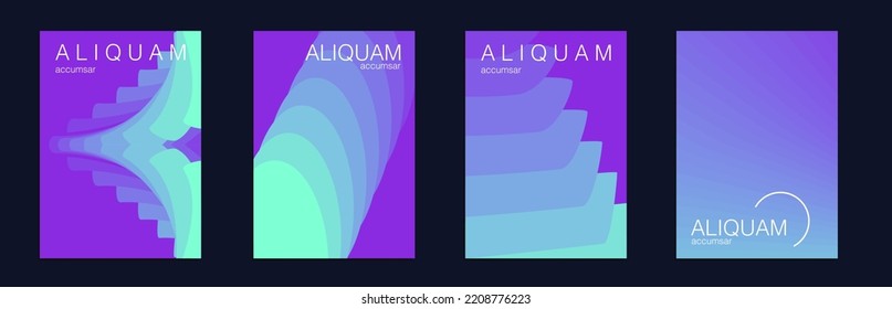 Fluid Minimal Cover. Luxury Abstract Brochure. Liquid Texture for Foil Label. Green and purple Vintage Design Set of Vector Backgrounds for Business Flyers. 1990 Paper Gradient Backdrop.