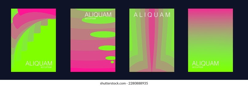 Fluid Minimal Cover. Luxury Abstract Brochure. Liquid Texture for Foil Label. Vintage Design Teal Green and Red 1990 Paper Gradient Backdrop. Set of Vector Backgrounds for Business Flyers.