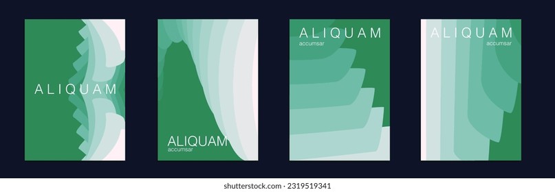 Fluid Minimal Cover. Luxury Abstract Brochure. Liquid Texture for Foil Label. Vintage Design 1990 Paper Gradient Backdrop. Set of Vector Backgrounds for Business Flyers. Teal Green and Red