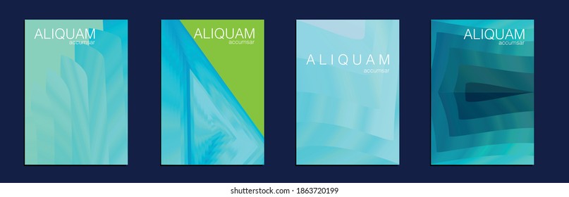 Fluid Minimal Cover. Metallic Gold Blue Set of Vector Backgrounds for Business Flyers. 1990 Paper Gradient Backdrop. Luxury Abstract Brochure. Liquid Texture for Foil Label. Vintage Cosmic Design.