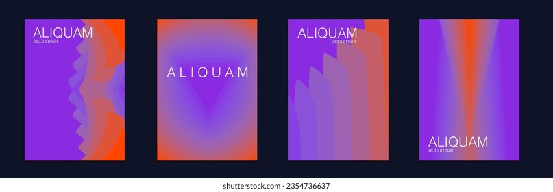 Fluid Minimal Cover. Red and Purple 1990 Paper Gradient Backdrop. Vintage Design Set of Vector Backgrounds for Business Flyers. Luxury Abstract Brochure. Liquid Texture for Foil Label.