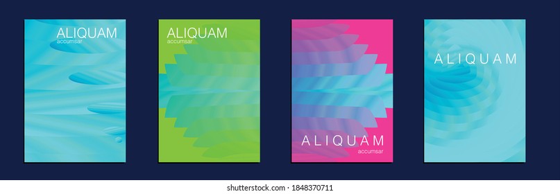 Fluid Minimal Cover. Set of Vector Backgrounds for Business Flyers. Metallic Gold Blue 1990 Paper Gradient Backdrop. Luxury Abstract Brochure. Liquid Texture for Foil Label. Vintage Cosmic Design.
