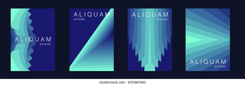 Fluid Minimal Cover. Set of Vector Backgrounds for Business Flyers. Blue and Green 1990 Paper Gradient Backdrop. Luxury Abstract Brochure. Liquid Texture for Foil Label. Vintage Design