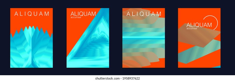 Fluid Minimal Cover. Set of Vector Backgrounds for Business Flyers. Crimson Red Luxury Abstract Brochure. Liquid Texture for Foil Label. Vintage Design 1990 Paper Gradient Backdrop.