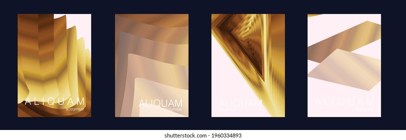 Fluid Minimal Cover. Set of Vector Backgrounds for Business Flyers. 1990 Paper Gradient Backdrop. Luxury Abstract Brochure. Liquid Texture for Foil Label. Crimson Red Vintage Design
