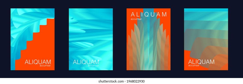 Fluid Minimal Cover. Set of Vector Backgrounds for Business Flyers. Crimson Red 1990 Paper Gradient Backdrop. Vintage Design Luxury Abstract Brochure. Liquid Texture for Foil Label.