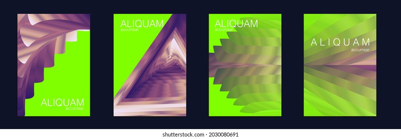 Flüssigkeitsminimaler Deckel. Set von Vektorhintergründen für Business-Flyer. Vintage Design Green und Teal 1990 Papier Farbverlauf Hintergrund. Luxury Abstrakte Broschüre. Flüssige Textur für die Folie.