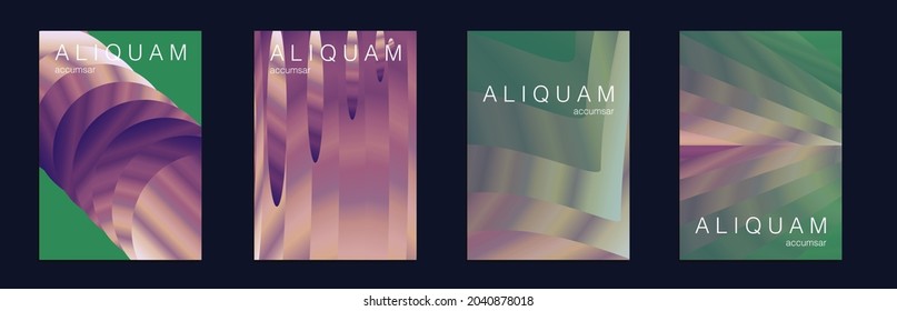 Fluid Minimal Cover. Set of Vector Backgrounds for Business Flyers. Green and Teal Luxury Abstract Brochure. Liquid Texture for Foil Label. 1990 Paper Gradient Backdrop. Vintage Design