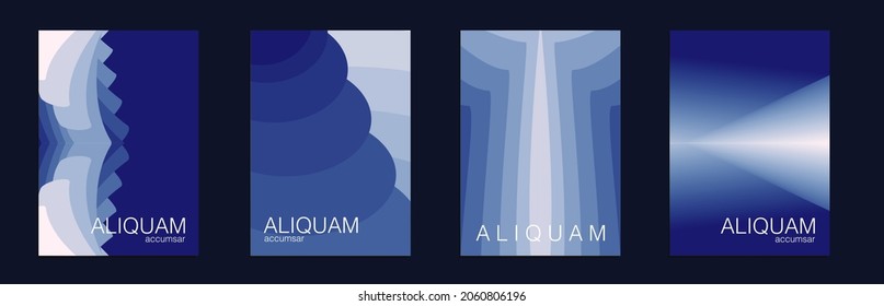 Fluid Minimal Cover. Set of Vector Backgrounds for Business Flyers. Vintage Design Blue and Red Luxury Abstract Brochure. Liquid Texture for Foil Label. 1990 Paper Gradient Backdrop.