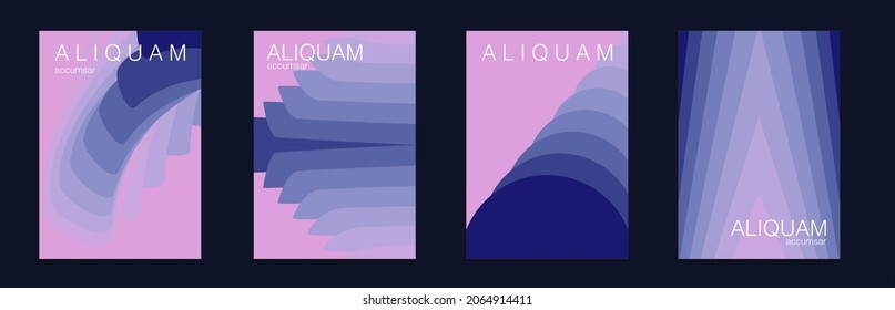 Fluid Minimal Cover. Set of Vector Backgrounds for Business Flyers. Blue and Red 1990 Paper Gradient Backdrop. Vintage Design Luxury Abstract Brochure. Liquid Texture for Foil Label.