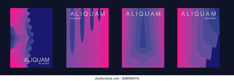 Fluid Minimal Cover. Set of Vector Backgrounds for Business Flyers. Vintage Design Blue and Red 1990 Paper Gradient Backdrop. Luxury Abstract Brochure. Liquid Texture for Foil Label.