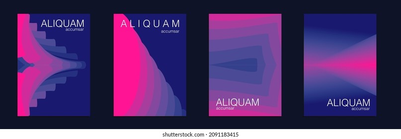 Fluid Minimal Cover. Set of Vector Backgrounds for Business Flyers. Luxury Abstract Brochure. Liquid Texture for Foil Label. 1990 Paper Gradient Backdrop. Blue and Red Vintage Design