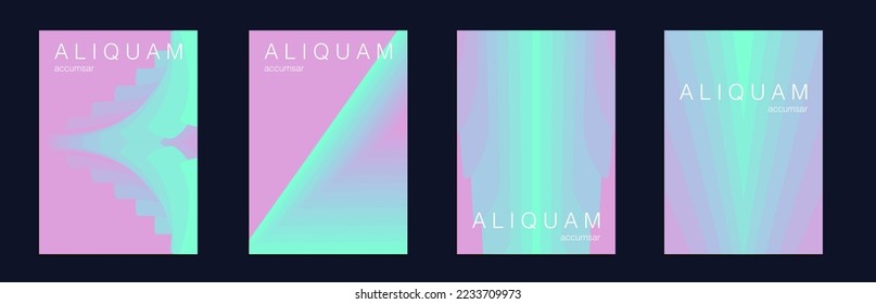 Fluid Minimal Cover. Set of Vector Backgrounds for Business Flyers. Vintage Design Luxury Abstract Brochure. Liquid Texture for Foil Label. 1990 Paper Gradient Backdrop. Teal Green and Red