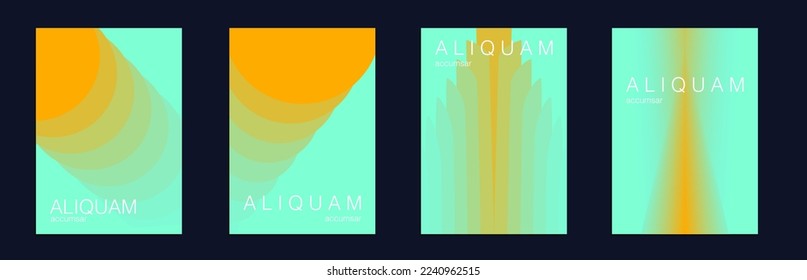 Fluid Minimal Cover. Set of Vector Backgrounds for Business Flyers. Mint Green and Yellow Luxury Abstract Brochure. Liquid Texture for Foil Label. 1990 Paper Gradient Backdrop. Vintage Design