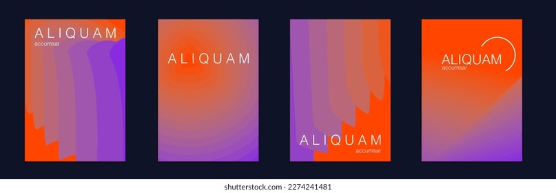 Fluid Minimal Cover. Set of Vector Backgrounds for Business Flyers. Red and Purple Vintage Design Luxury Abstract Brochure. Liquid Texture for Foil Label. 1990 Paper Gradient Backdrop.